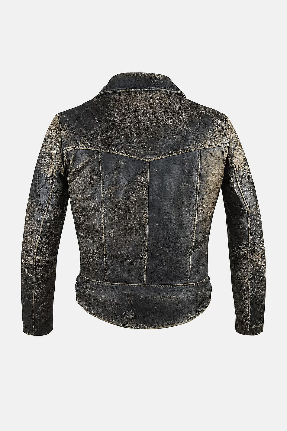 Mens Vintage Distressed Black Biker Leather Jacket
