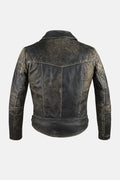Mens Vintage Distressed Black Biker Leather Jacket