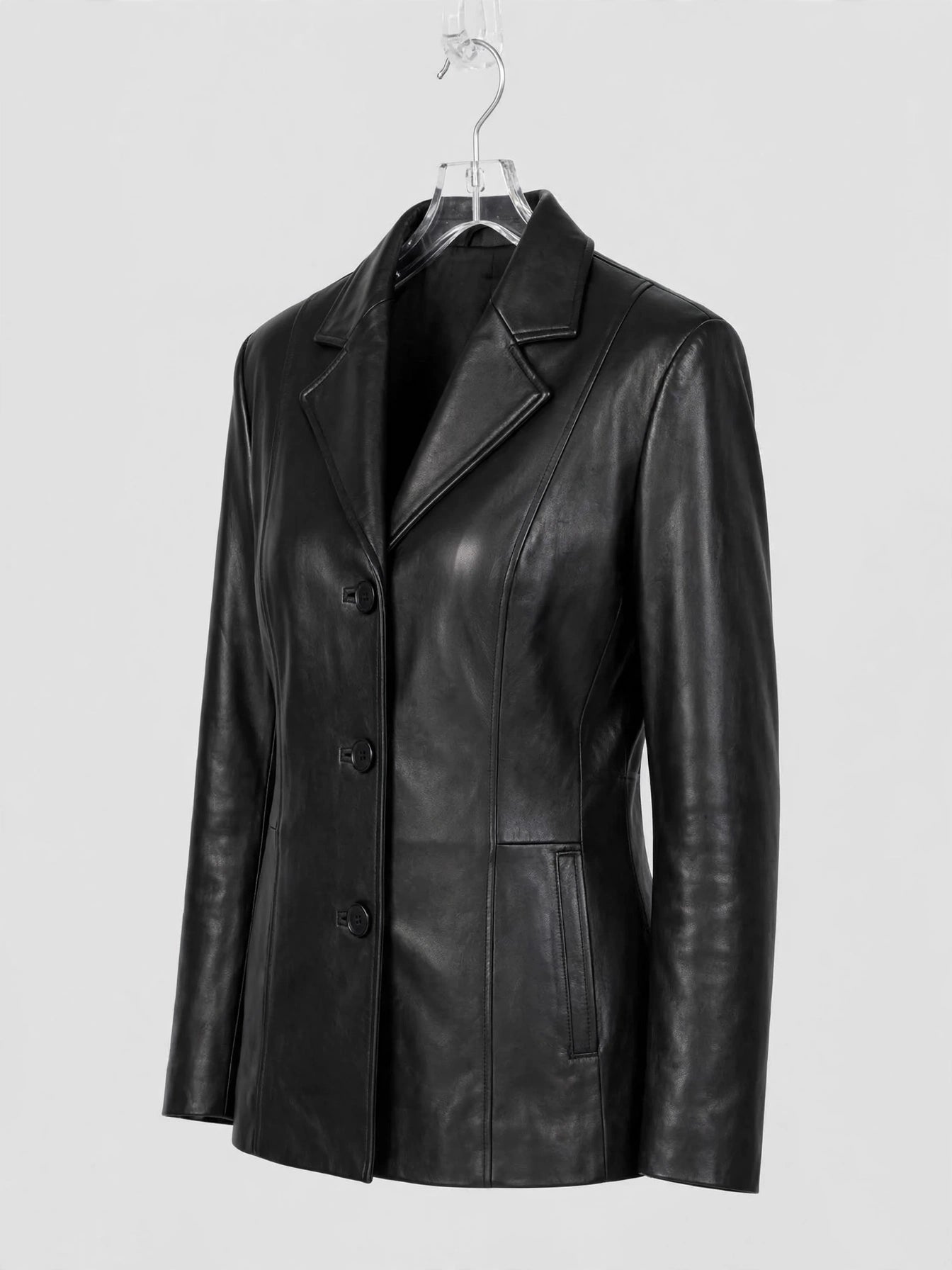 27" Three-Button Leather Blazer Jacket – Imported Lamb Leather | JenZleather