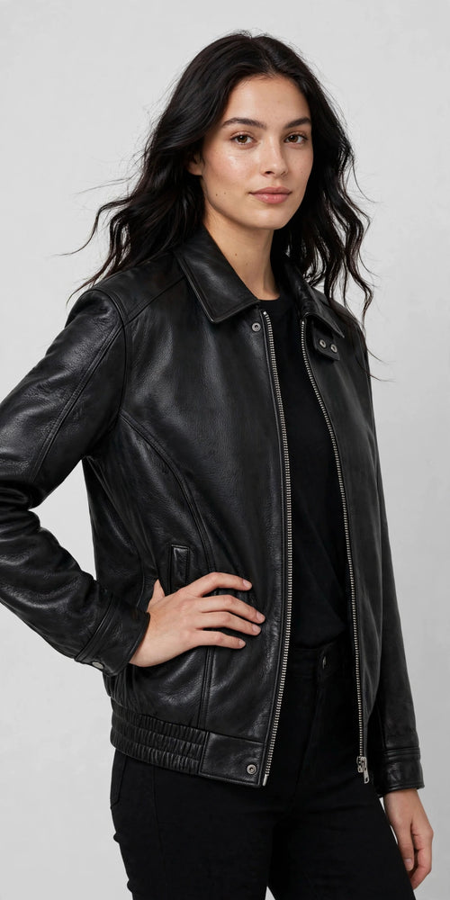 American Style Bomber Genuine Leather Jacket – Broad Shoulder Fit | JenZleather
