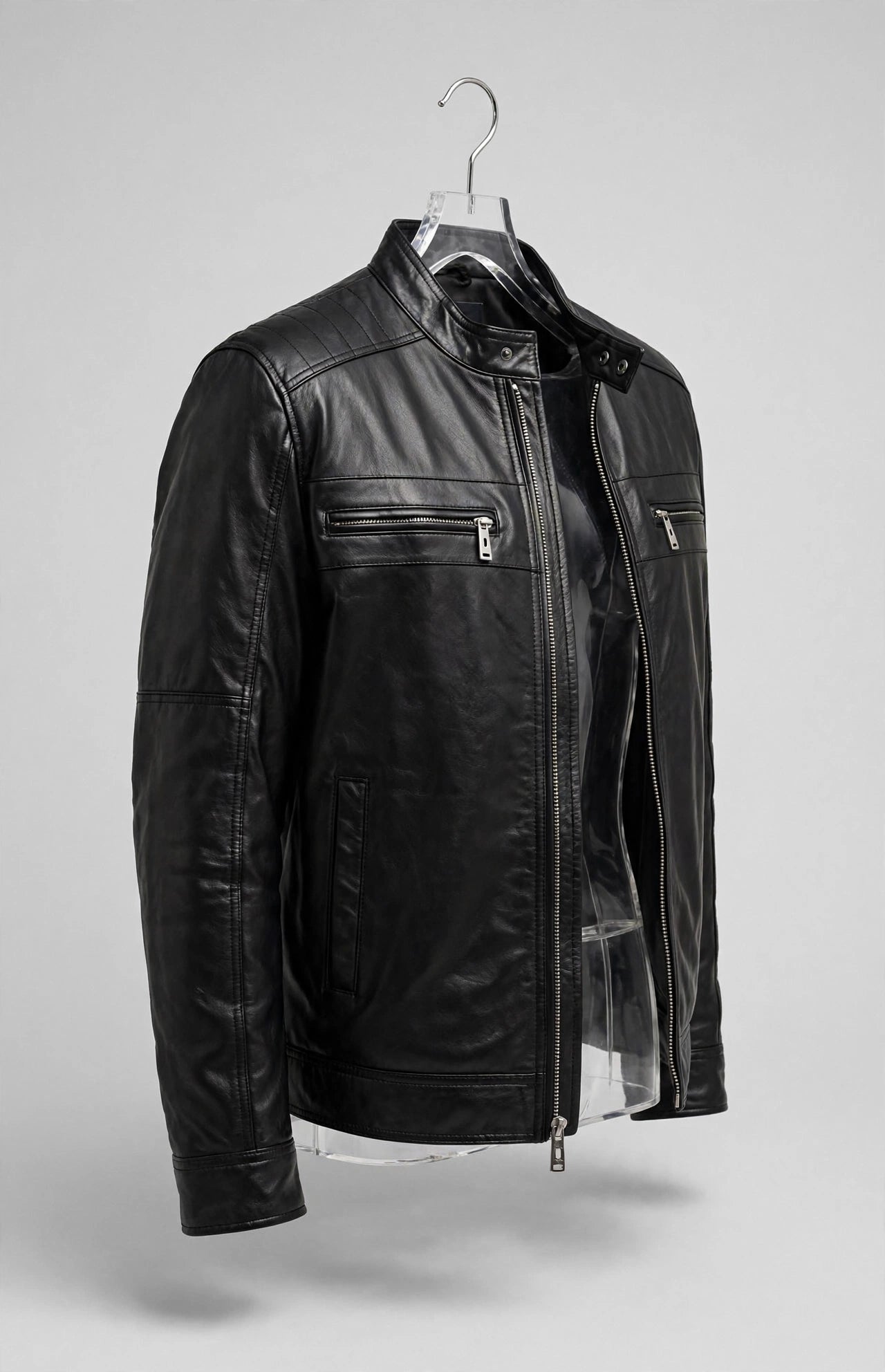 1950 Men's Genuine Lambskin Leather Biker Jacket - Imported