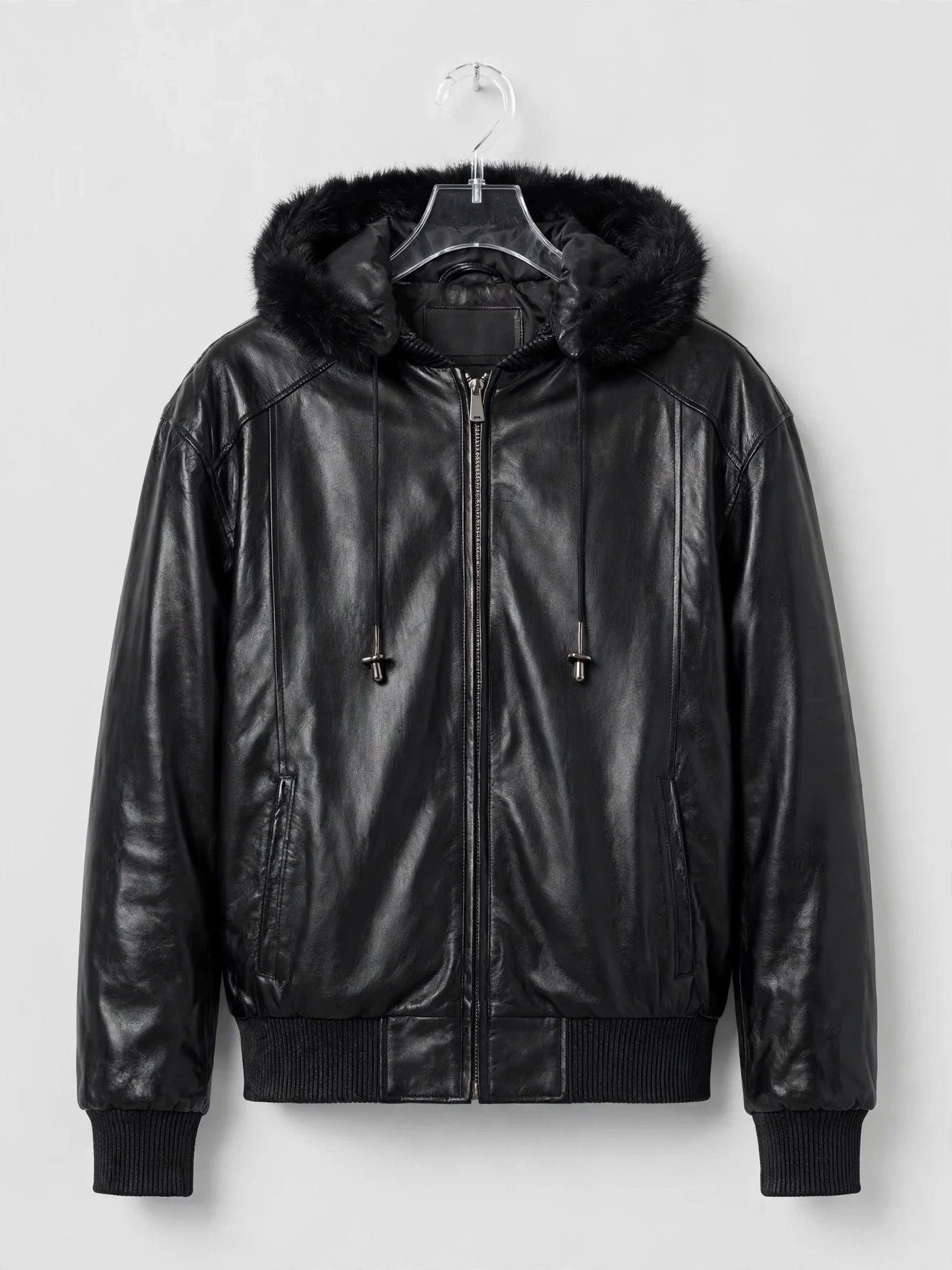 Detachable Hooded Faux Fur Bomber Jacket – Baseball Style Collar | JenZleather
