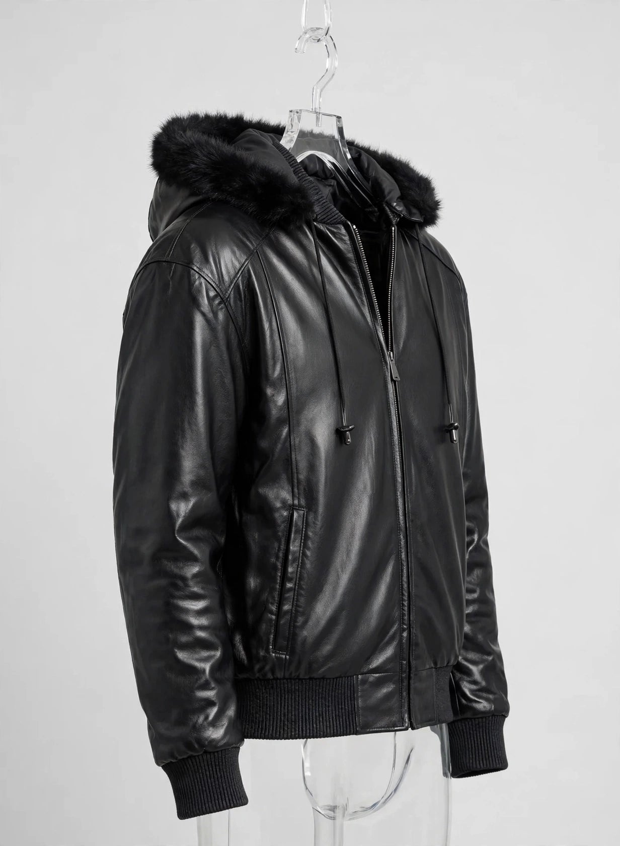 Detachable Hooded Faux Fur Bomber Jacket – Baseball Style Collar | JenZleather