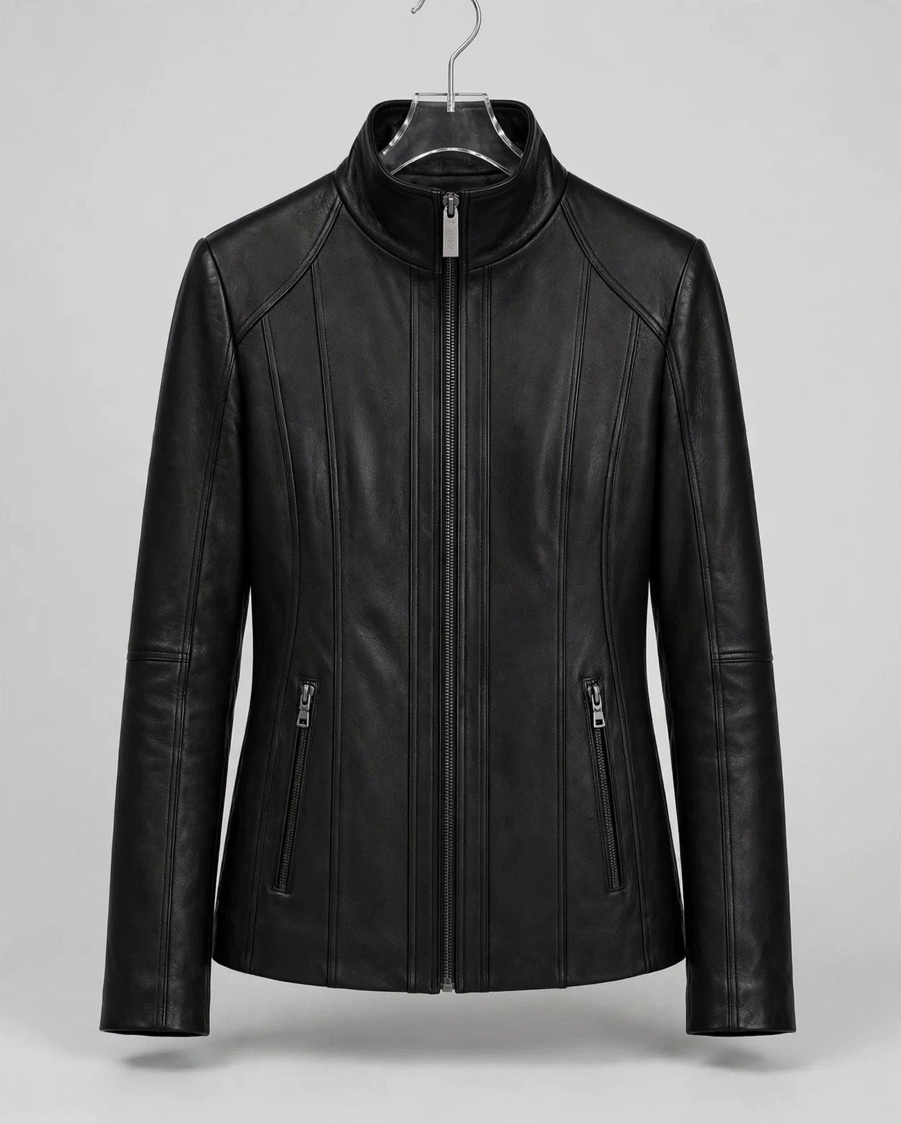 Genuine Lambskin Leather Stand-Up Collar Winners Coat | JenZleather