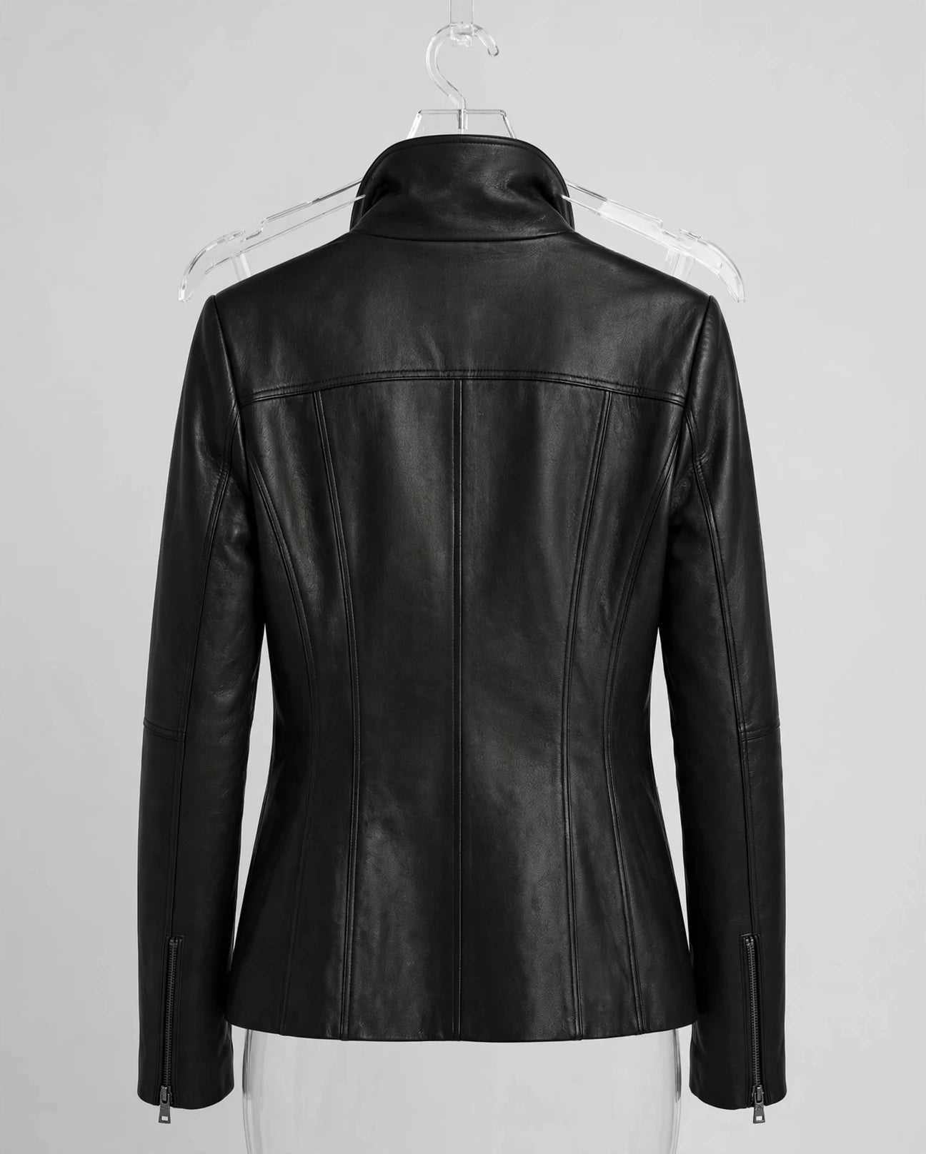 Genuine Lambskin Leather Stand-Up Collar Winners Coat | JenZleather