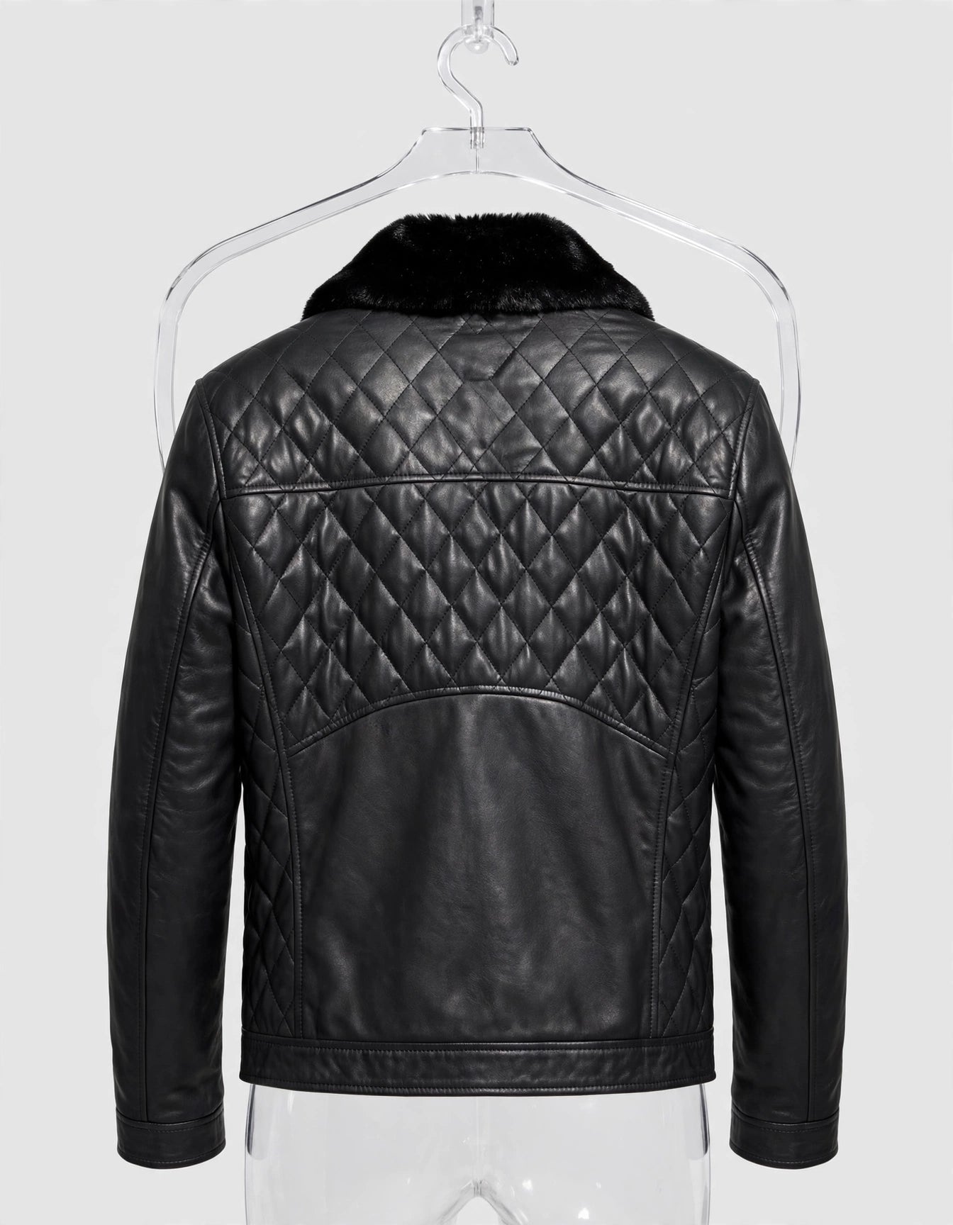 Smooth Lamb-Touch Faux Leather Jacket with Detachable Fur Collar – Classic Style | JenZleather