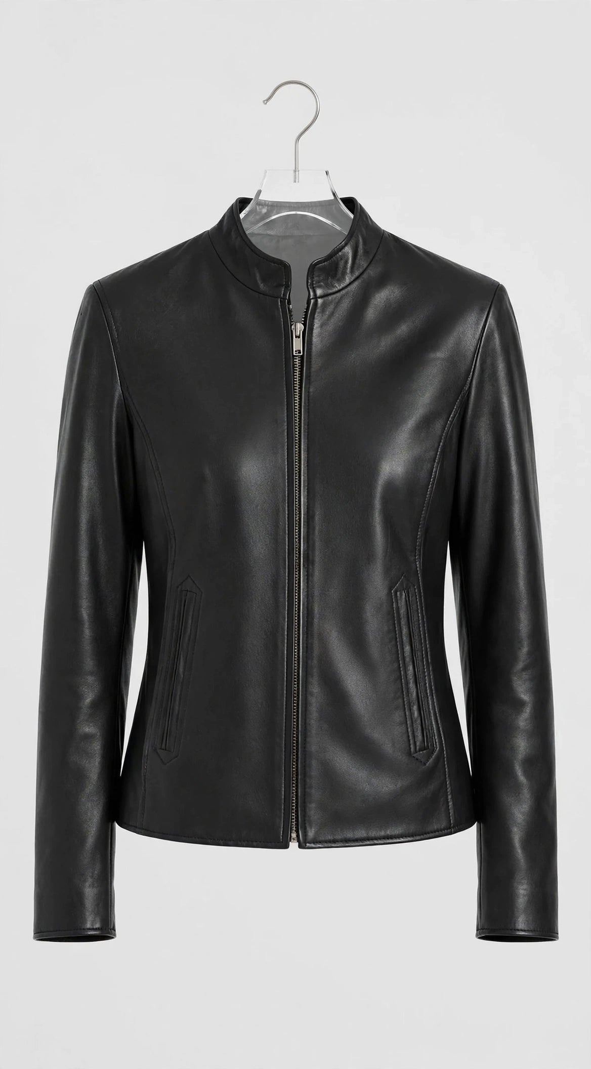Moto Leather Fashion Jacket – Handmade Top-Stitch Trim, Genuine Leather Coat | JenZleather