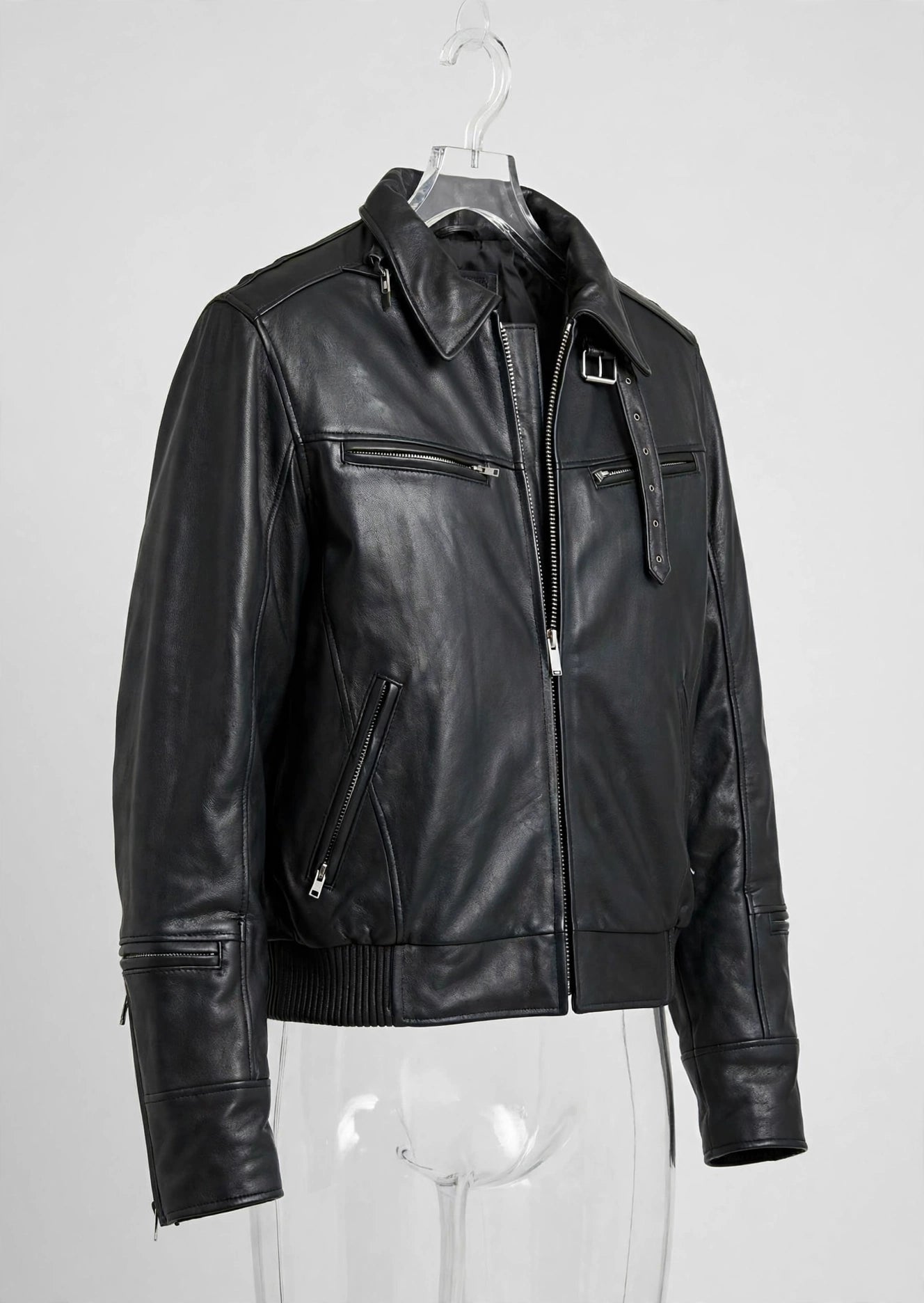 Vented Leather Motorcycle Jacket with Biker Neck Warmer – Naked Cow Leather | JenZleather