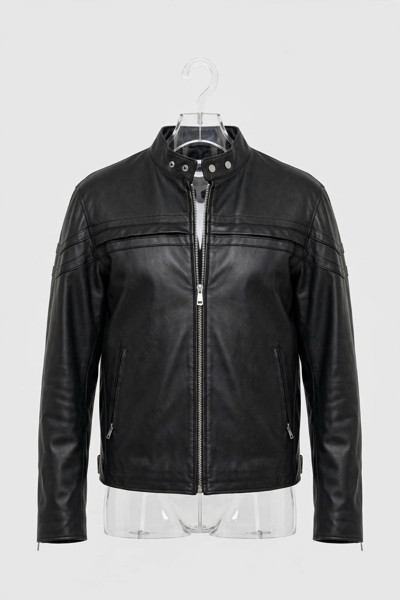 Vented Motorcycle Leather Jacket – Hidden Air Vents, Racing Stripe Design | JenZleather