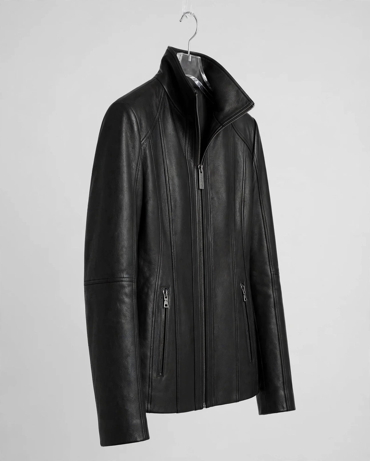 Genuine Lambskin Leather Stand-Up Collar Winners Coat | JenZleather