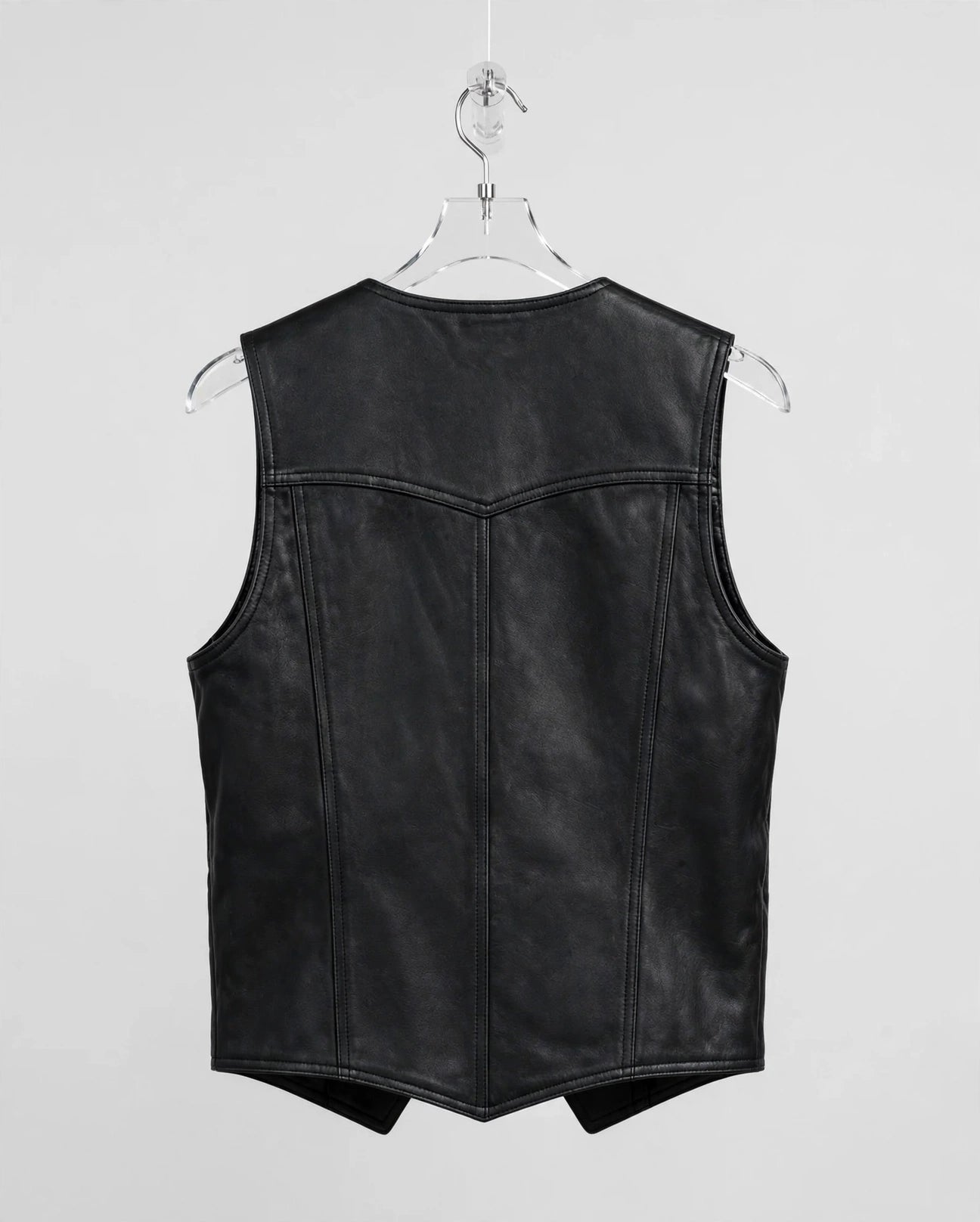 Soft Durable Motorcycle Leather Vest – Black, 2 Inside Pockets | JenZleather