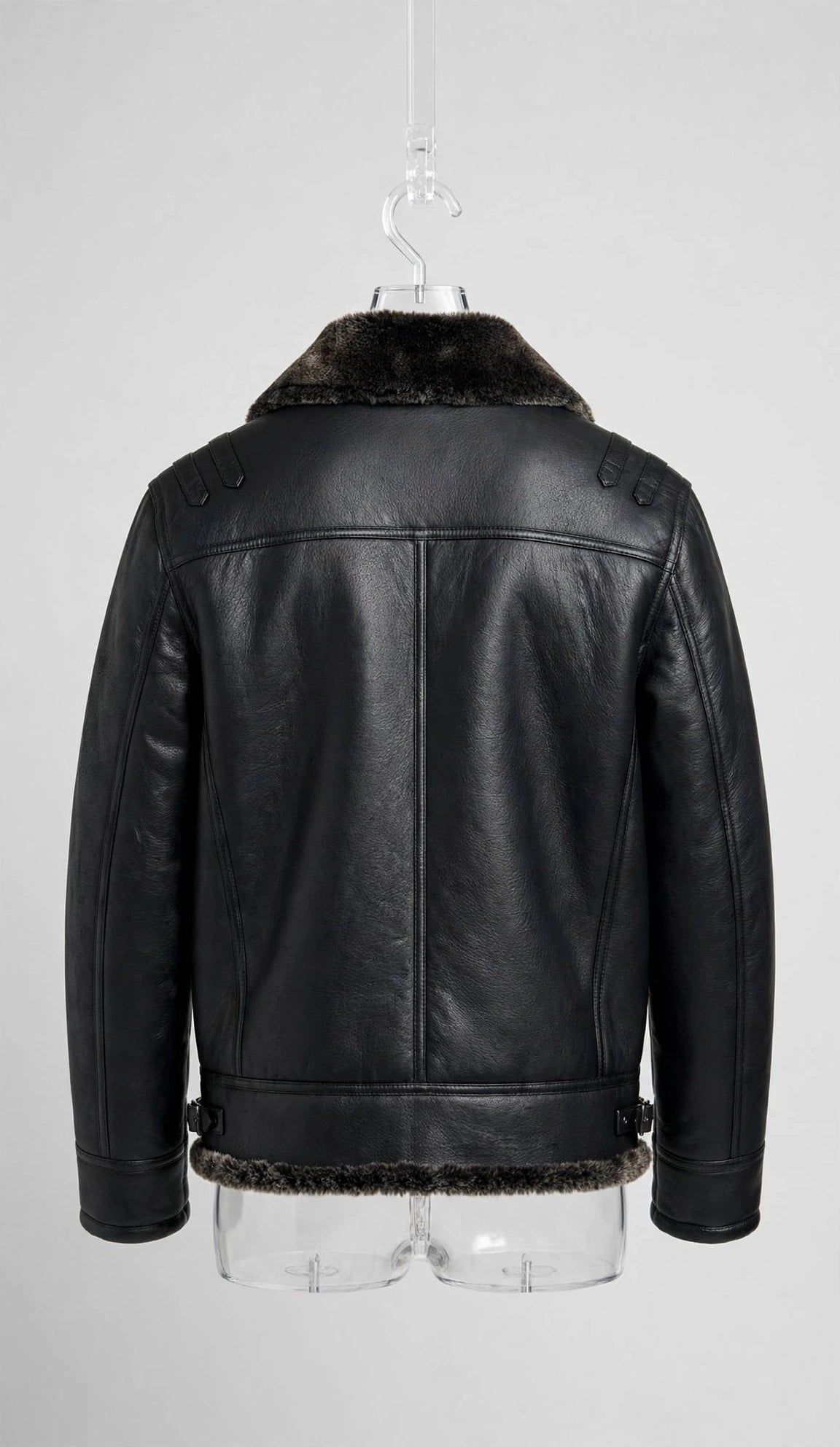 B-3 Bomber Faux Shearling Jacket – Zip-Up Collar Winter Coat | JenZleather