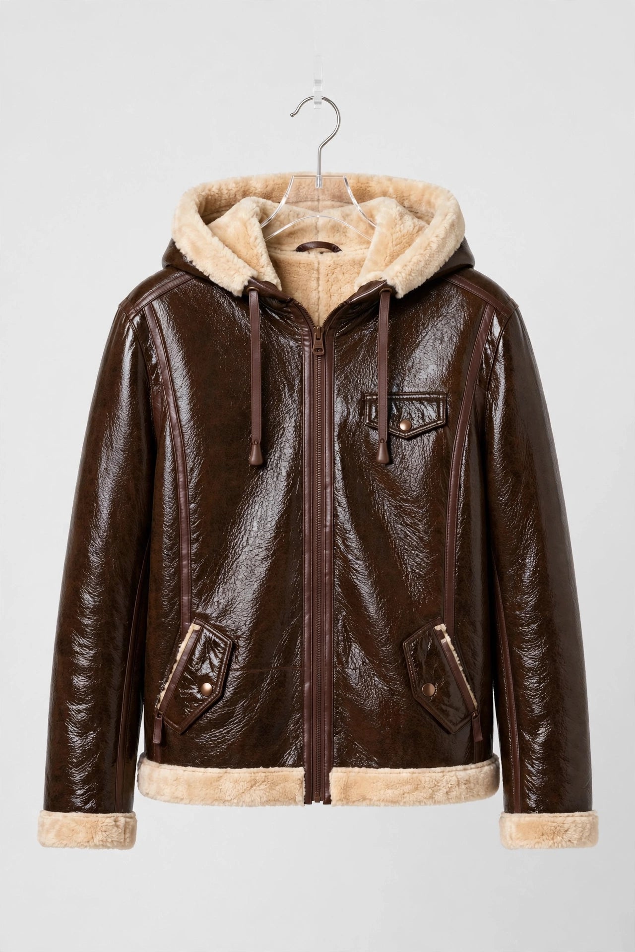 Colorado Shearling-Style Sheepskin Leather Jacket – Fur-Trimmed Hood | JenZleather
