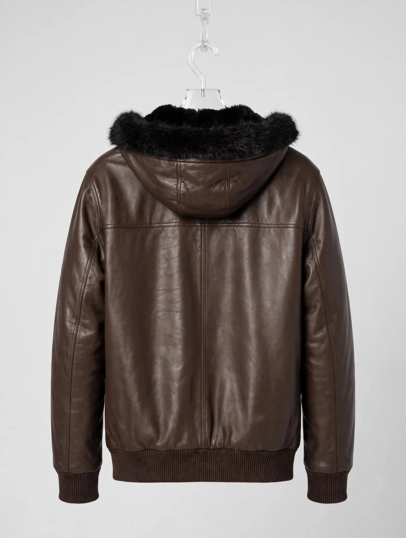 Hooded Leather Bomber Jacket with Zip-Out Fur Hood – Genuine Lambskin | JenZleather