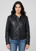 Vented Leather Motorcycle Jacket with Biker Neck Warmer – Naked Cow Leather | JenZleather