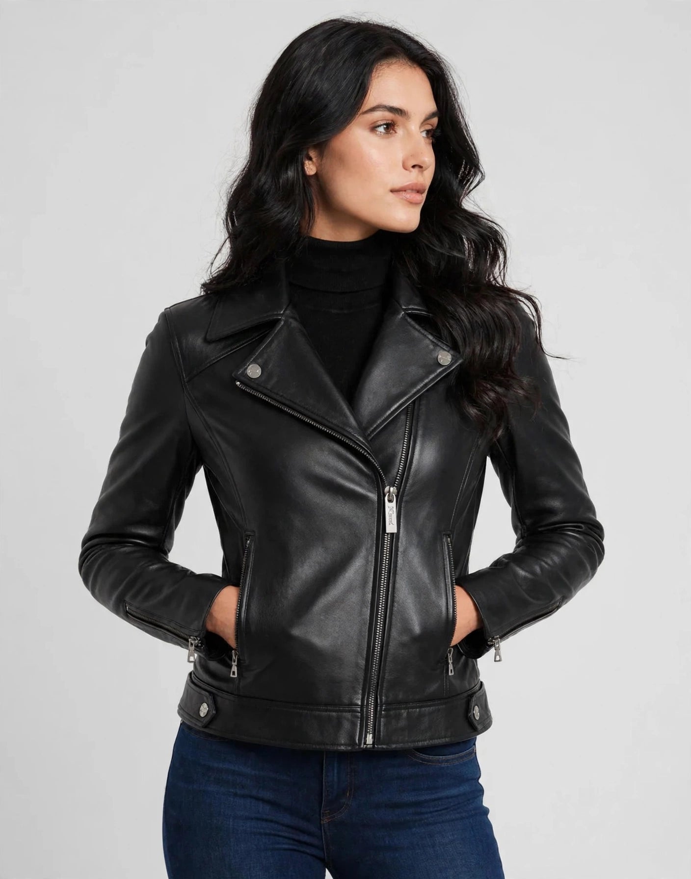 Genuine Lambskin Leather Biker Fashion Coat – Classic Motorcycle Style | JenZleather
