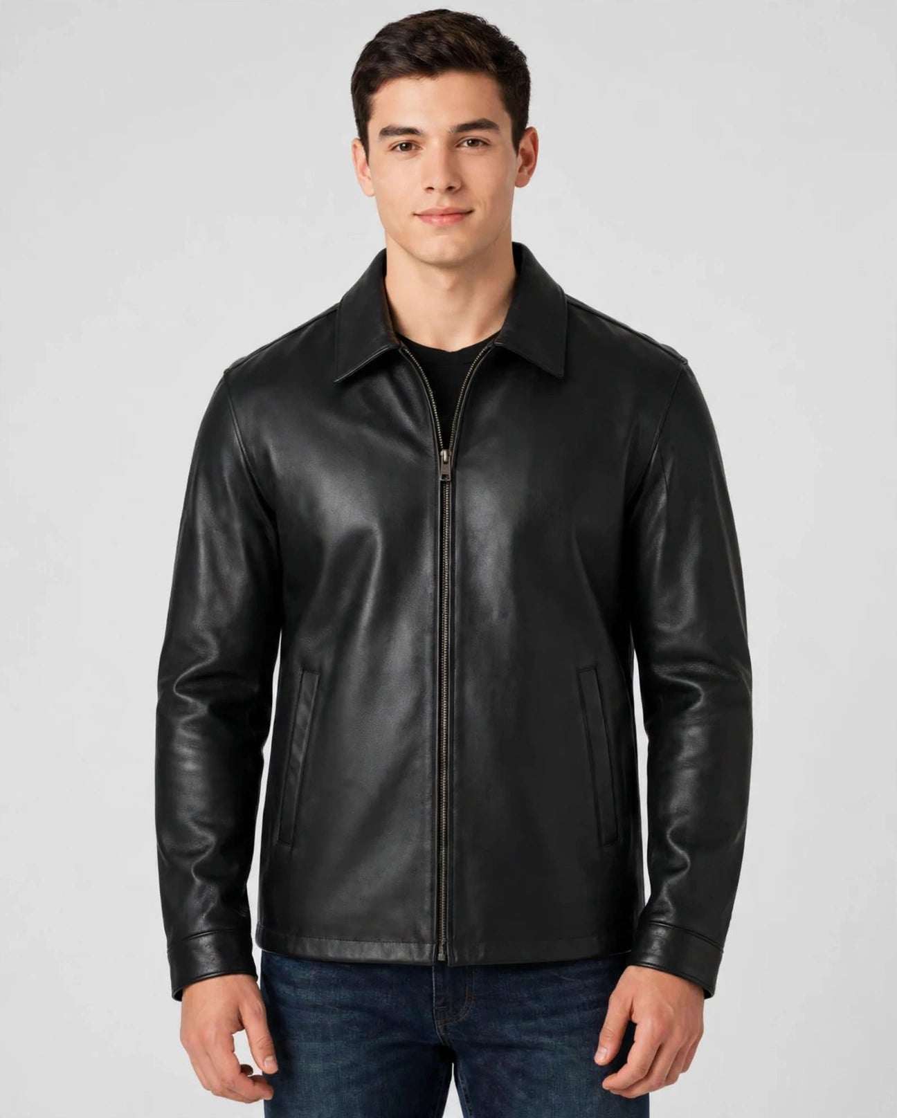 Men's Casual Genuine Leather Jacket – Classic Clean-Cut Style | JenZleather