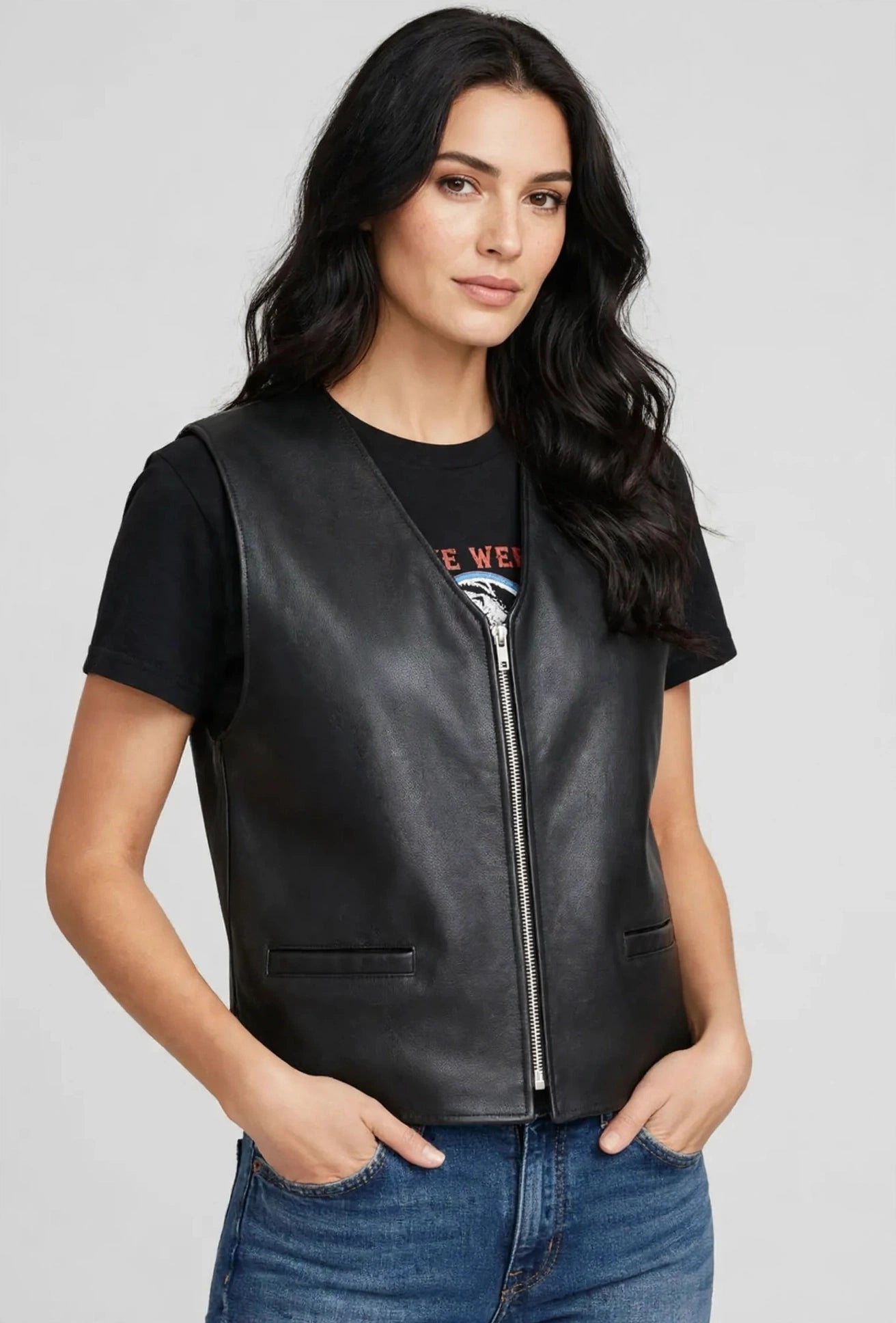 Naked Cow Leather Motorcycle Zipper Vest – Classic Biker Style | JenZleather