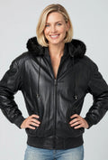 Detachable Hooded Faux Fur Bomber Jacket – Baseball Style Collar | JenZleather