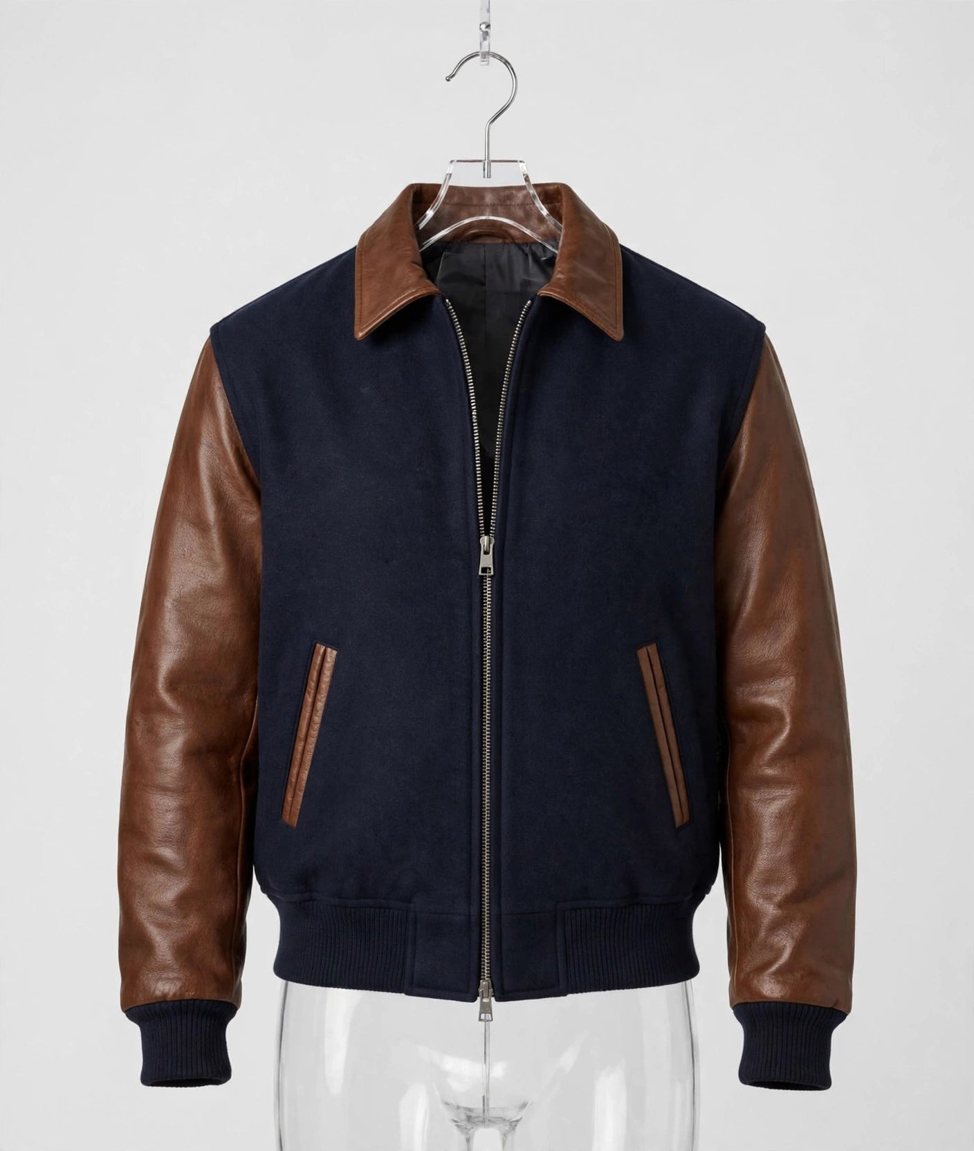Big and Tall Men's Executive Leather Varsity Jacket Union Made in USA
