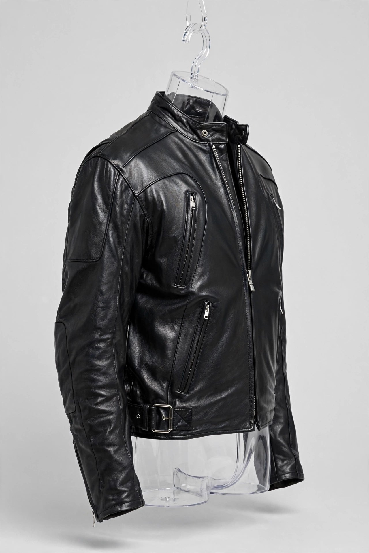 Premium Leather Motorcycle Jacket with Zipper Air Vents – Naked Cowhide | JenZleather