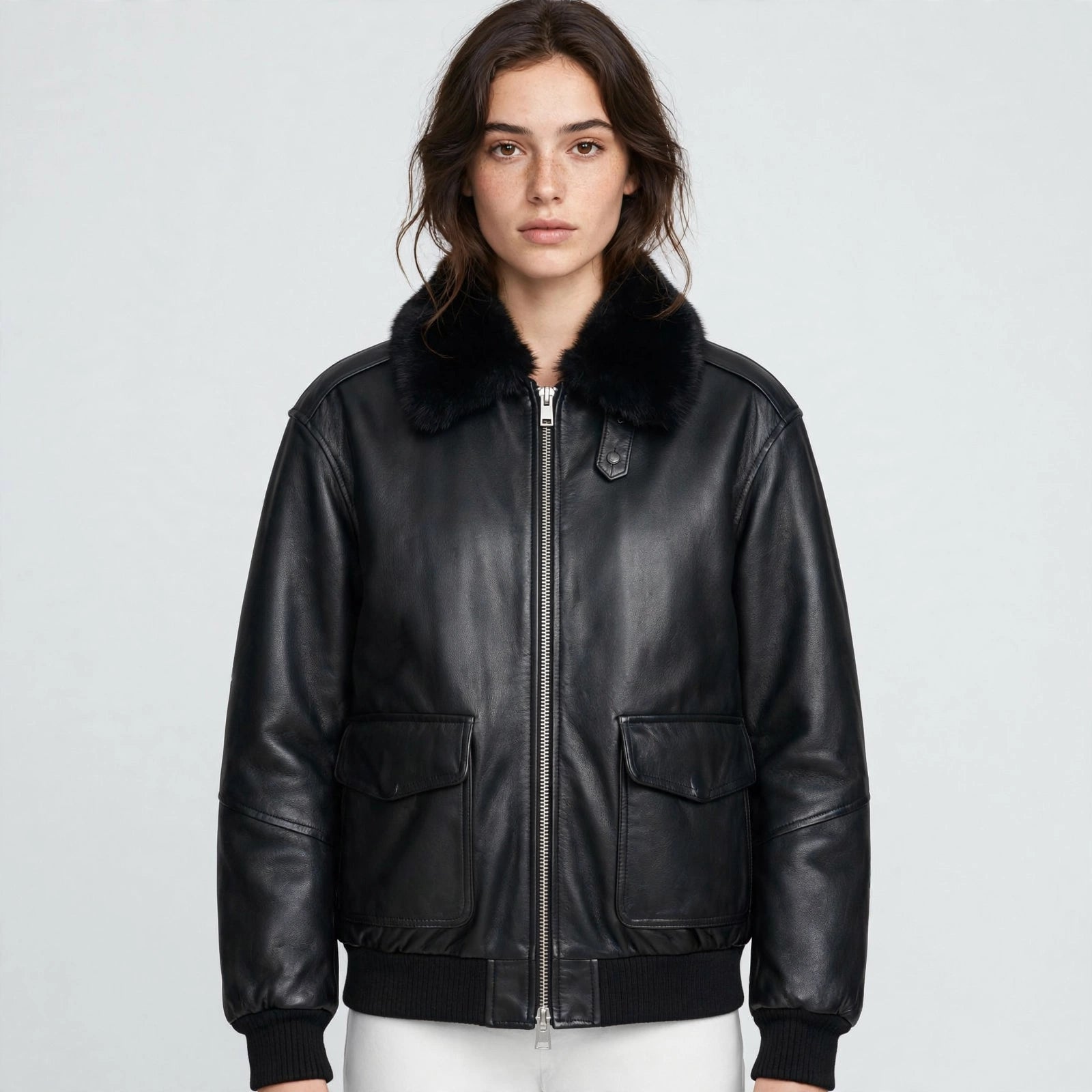 Men's Premium Leather Aviator Bomber Jacket - Imported