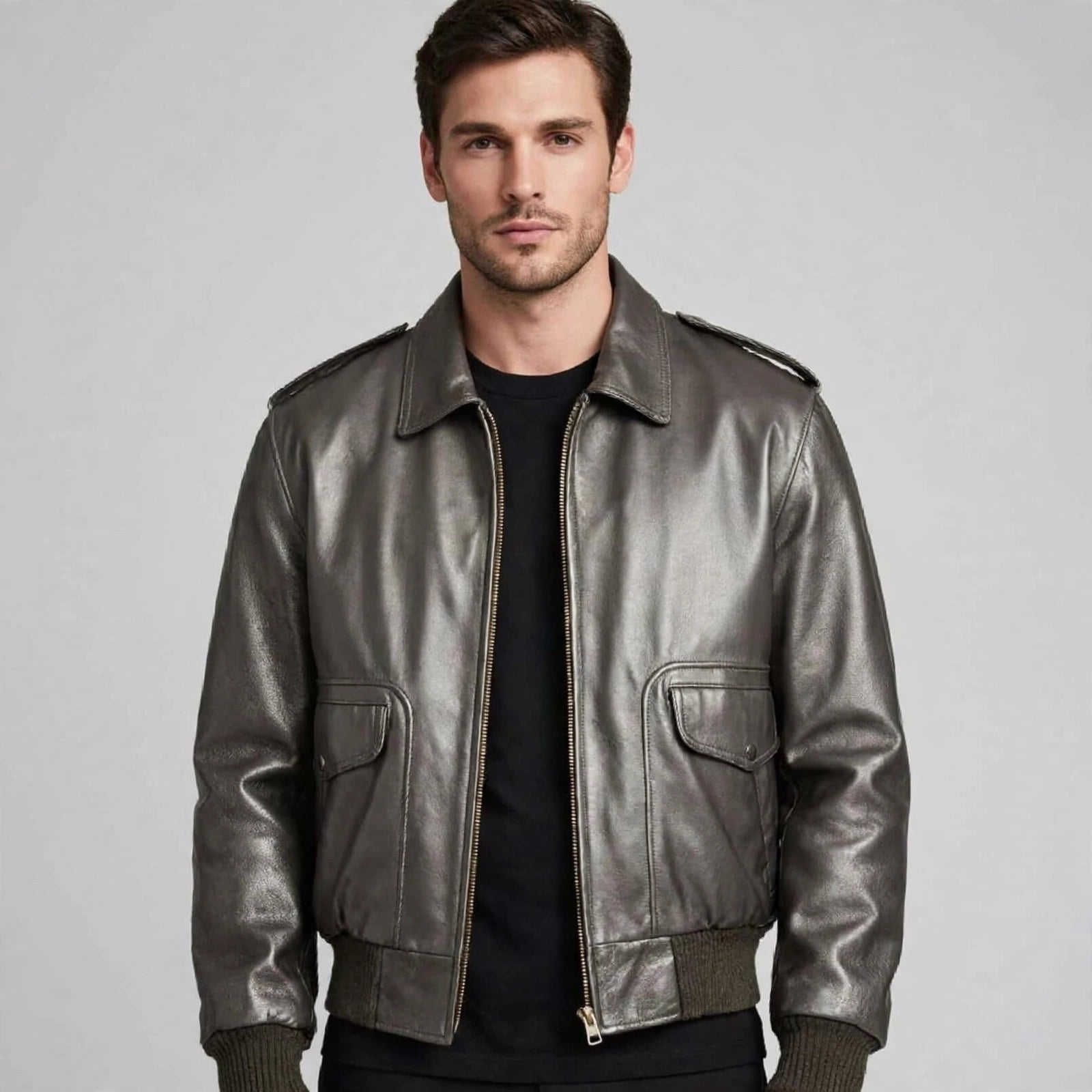 Men's Bomber Leather Jacket Union Made in USA