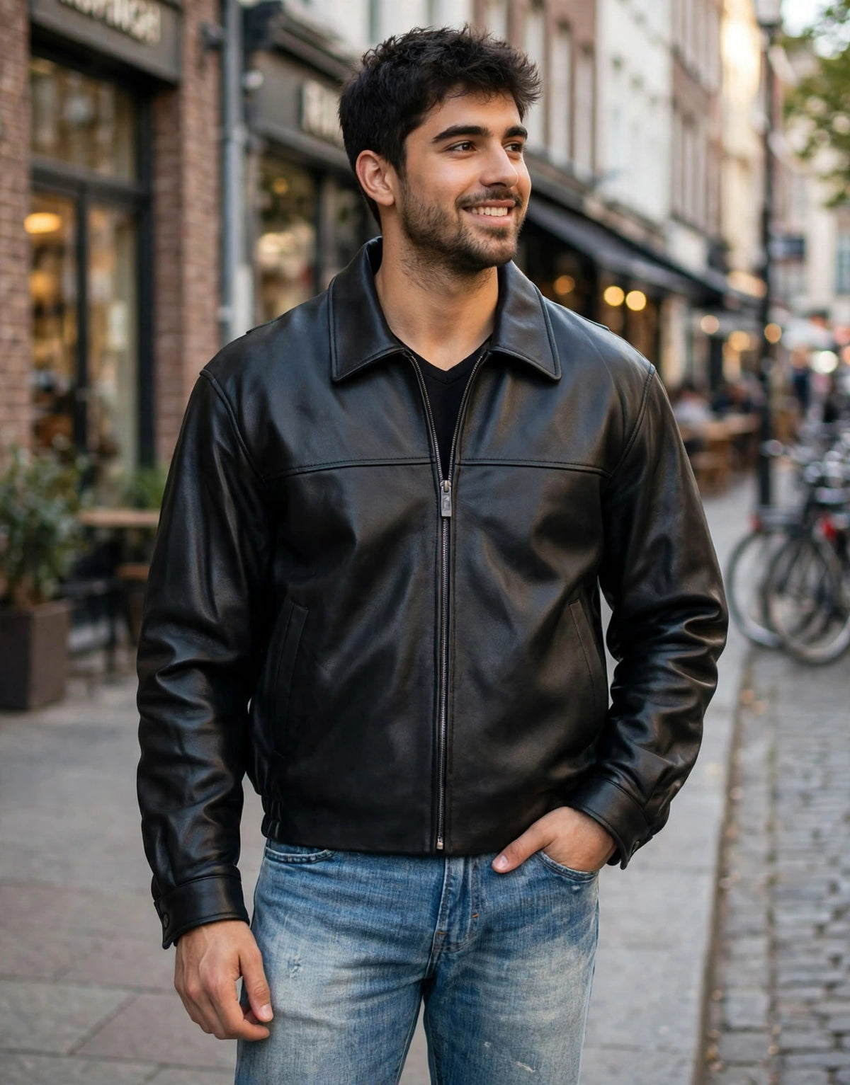 New Zealand Lambskin Leather Blouson Jacket – Zip-Out Lining | JenZleather