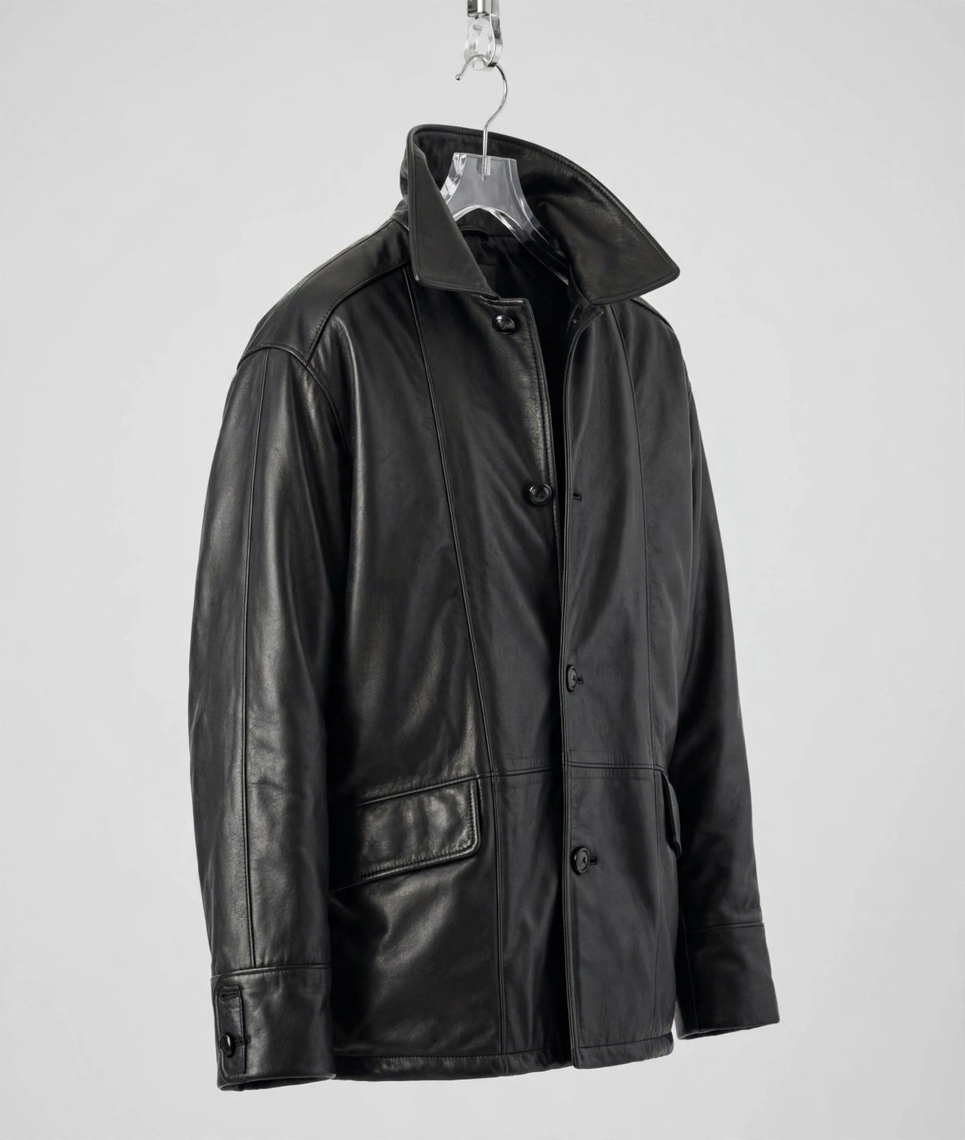 Men's Premium Four Button Car Coat Leather Jacket Made in USA