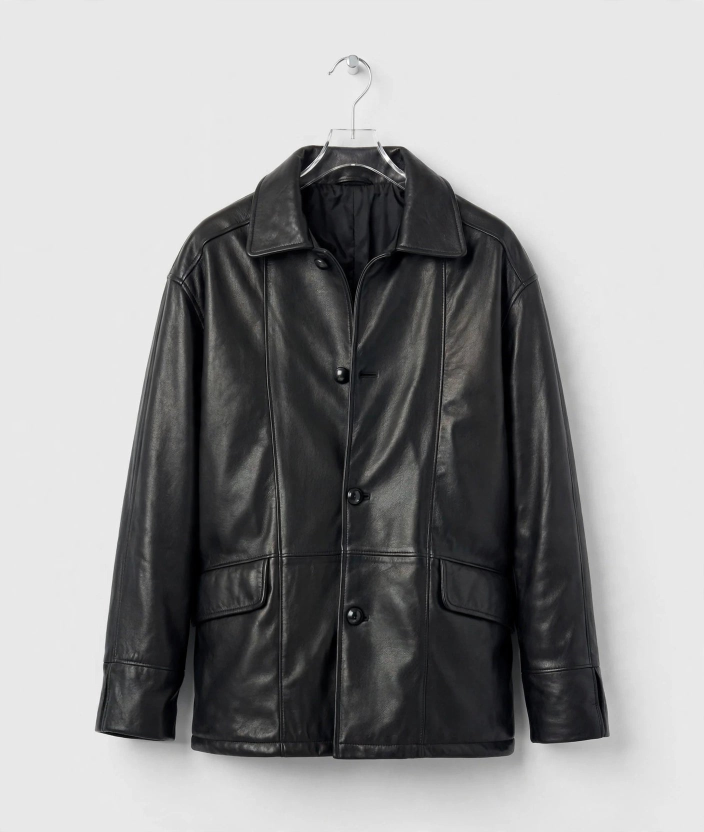 Men's Premium Four Button Car Coat Leather Jacket Made in USA