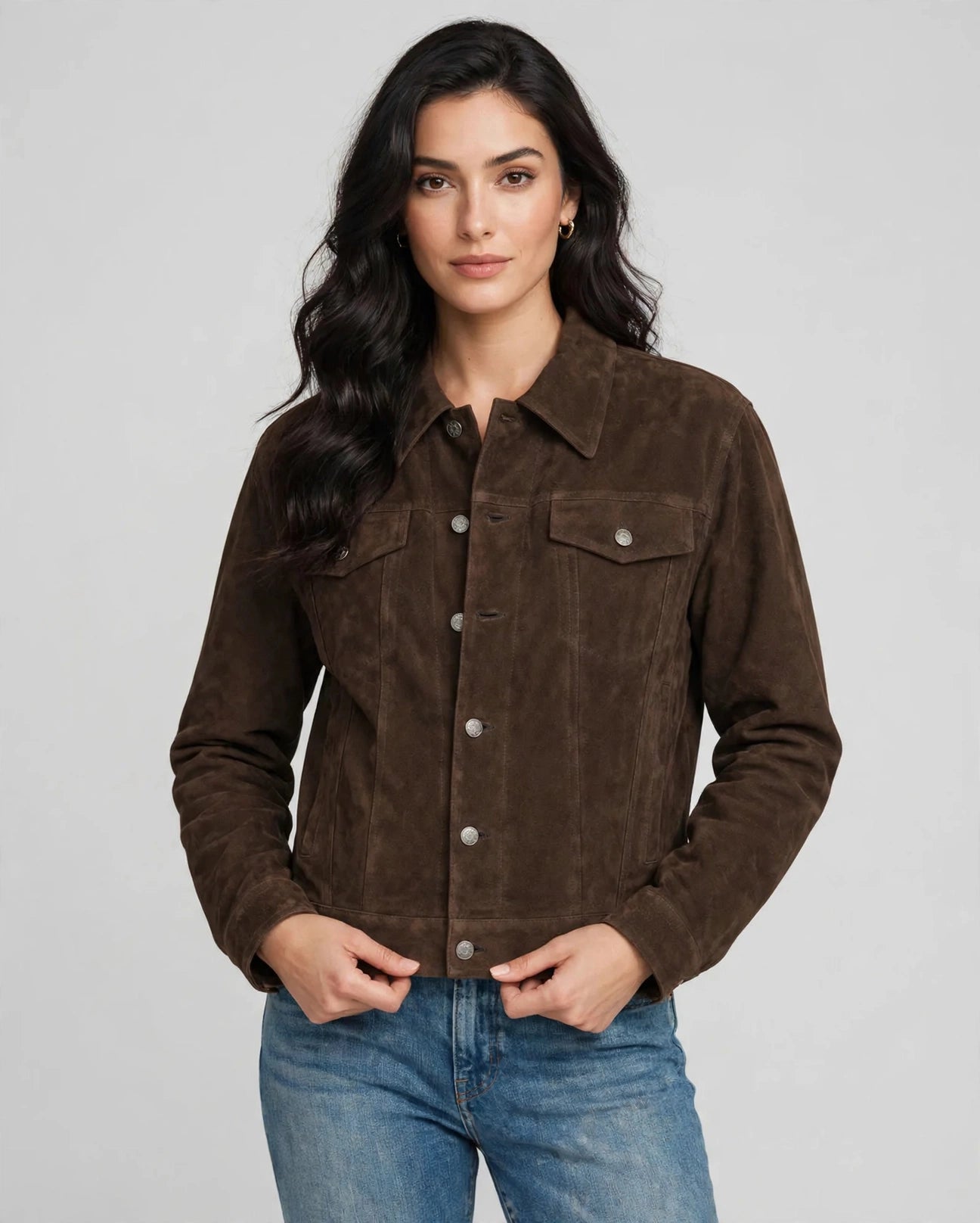 Men's Western Jean Style Suede Leather Shirt Jacket - Imported