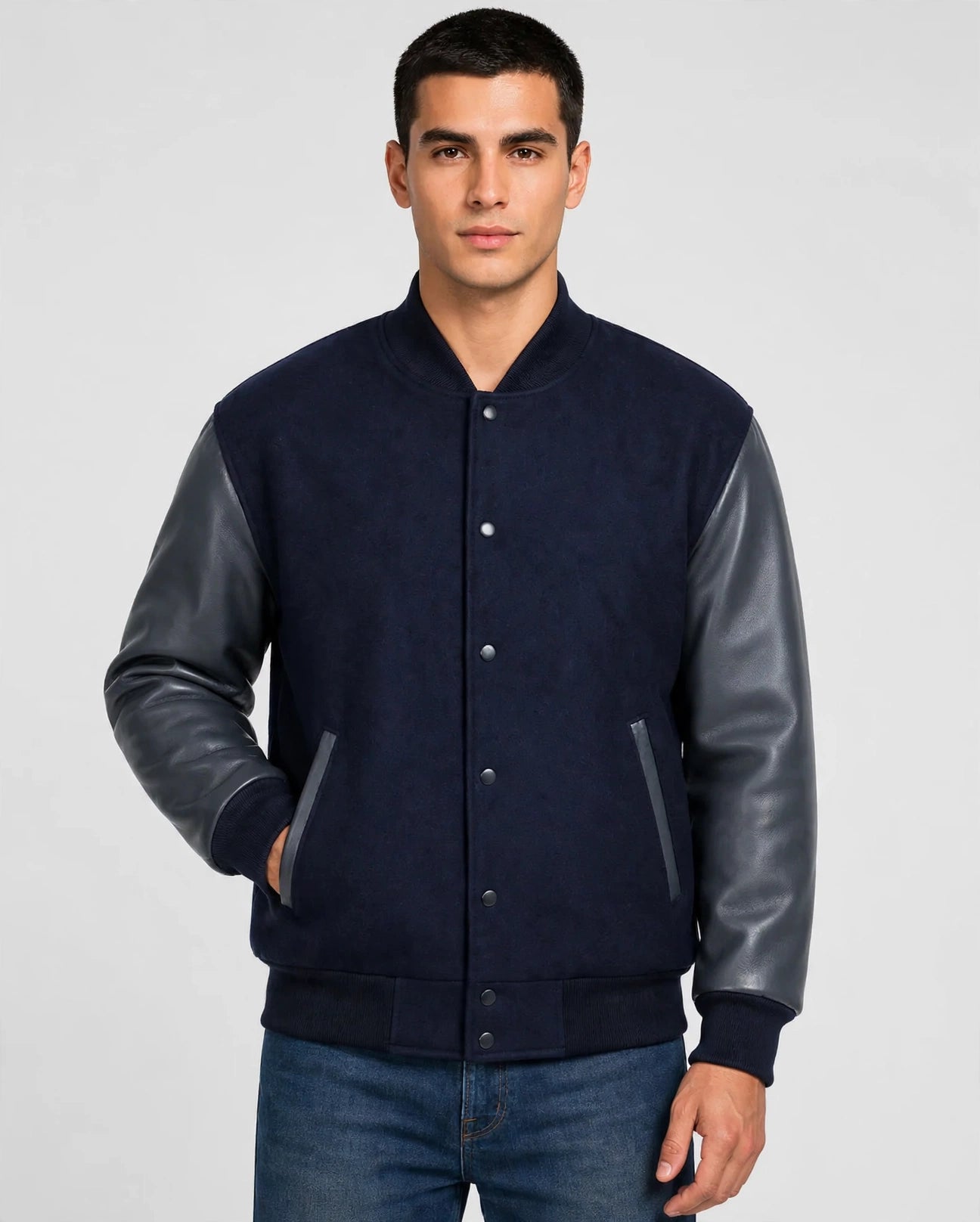 Men's Premium Varsity Leather/Wool Jacket Made in USA