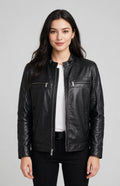 1950 Men's Genuine Lambskin Leather Biker Jacket - Imported