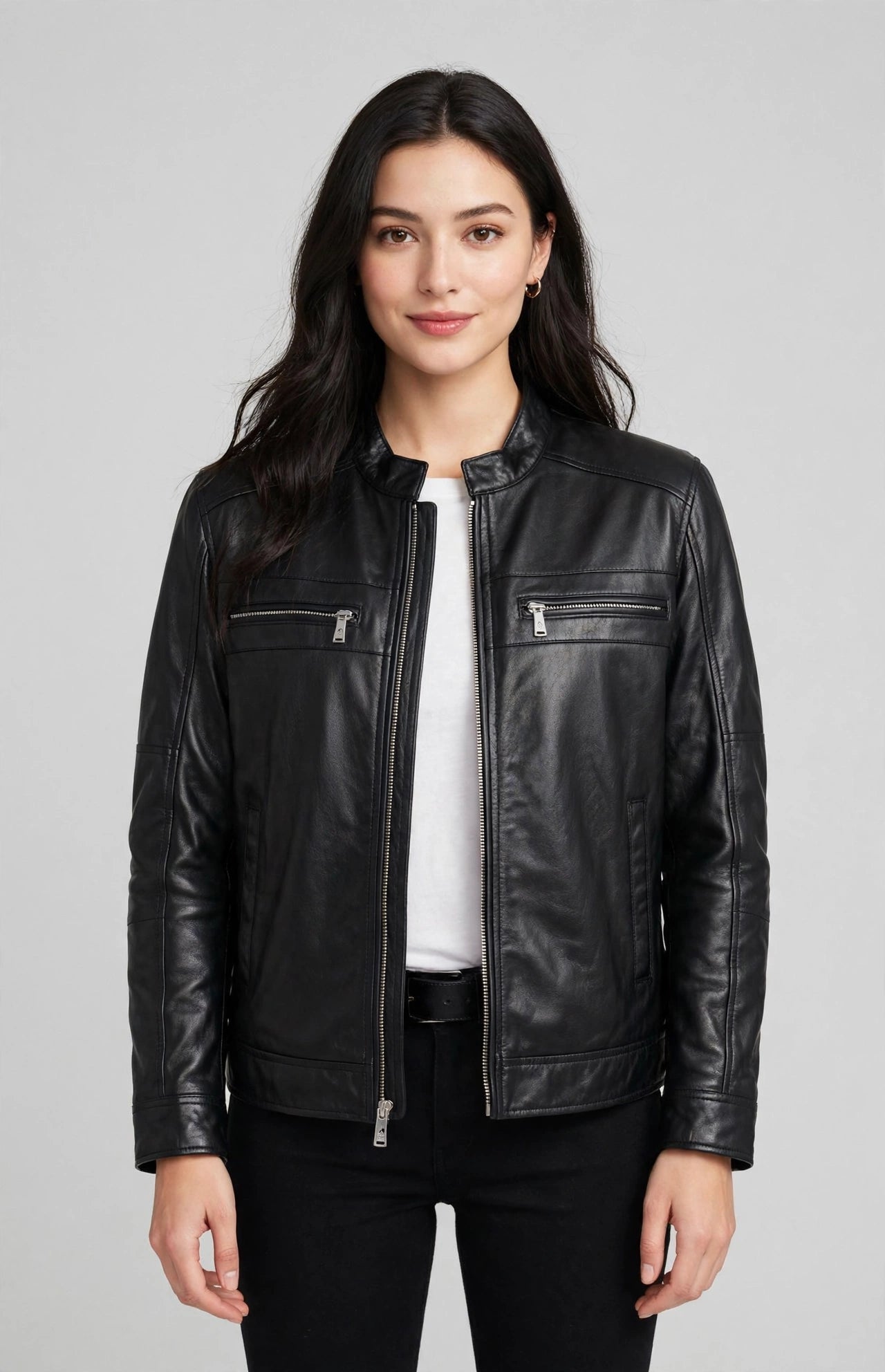 1950 Men's Genuine Lambskin Leather Biker Jacket - Imported
