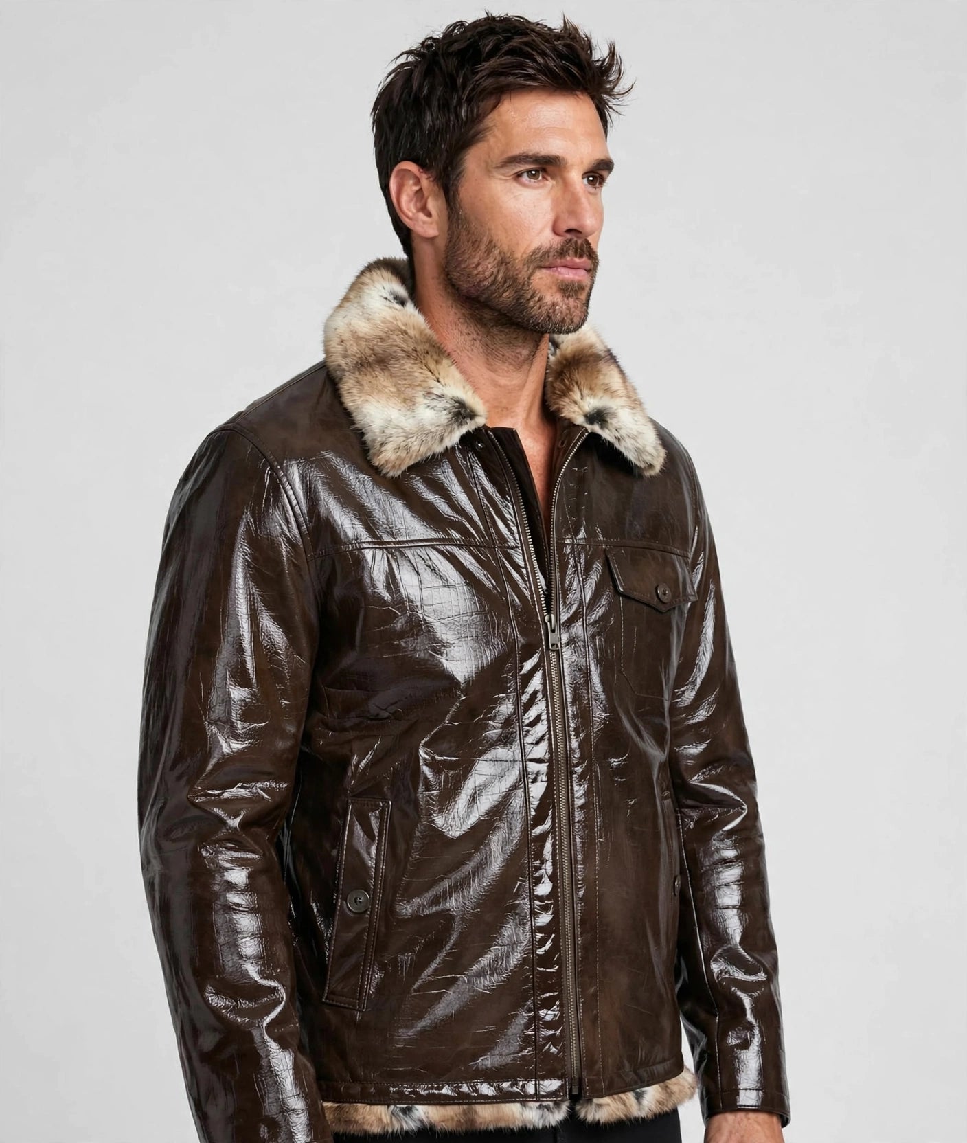 Men's Sheep Skin Leather Jacket Shearling Style - Imported