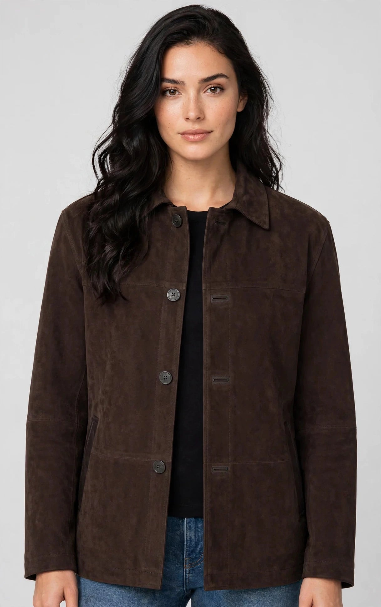 Men's Quello 4 Button Water Repellent Suede Leather Jacket - Imported