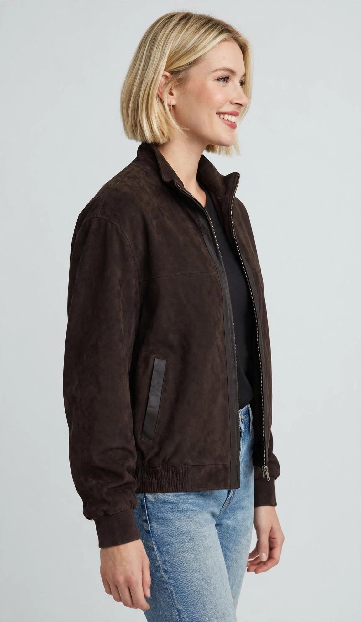 Quello Men's Light Weight Water Resistant Suede Leather Waist Jacket - Imported