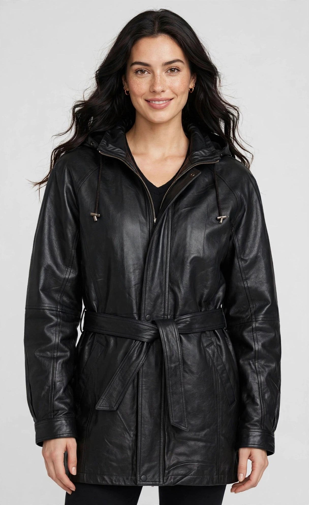 Hooded Parka Jacket with Zip-Out Hood – Heavy-Duty Faux Leather | JenZleather