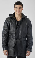 Hooded Parka Jacket with Zip-Out Hood – Heavy-Duty Faux Leather | JenZleather