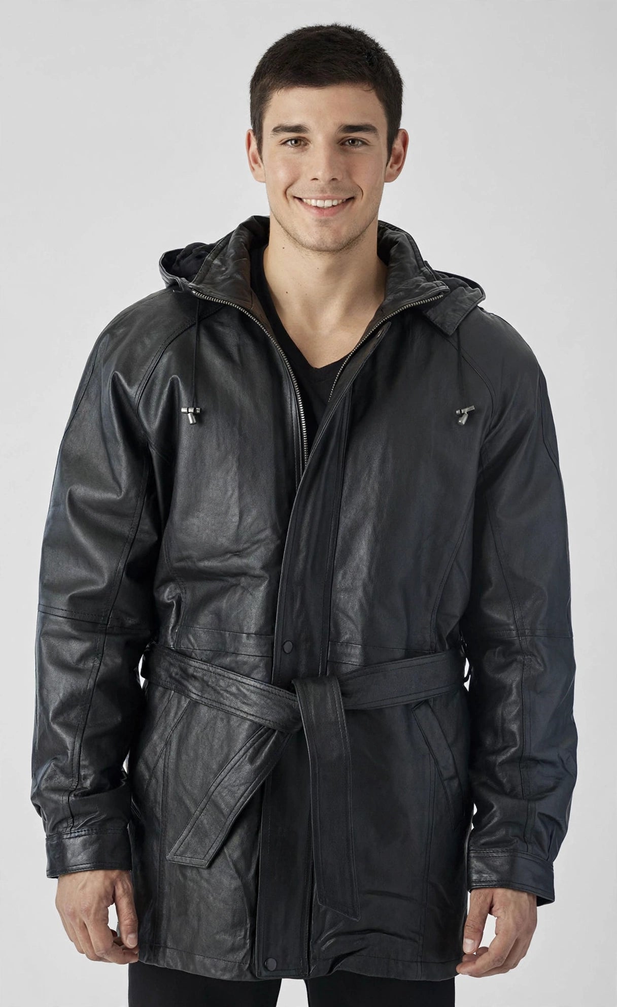 Hooded Parka Jacket with Zip-Out Hood – Heavy-Duty Faux Leather | JenZleather