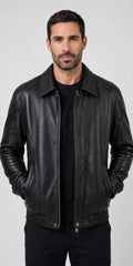 Men's American Style Bomber Genuine Leather Jacket – Broad Shoulder Fit | JenZleather