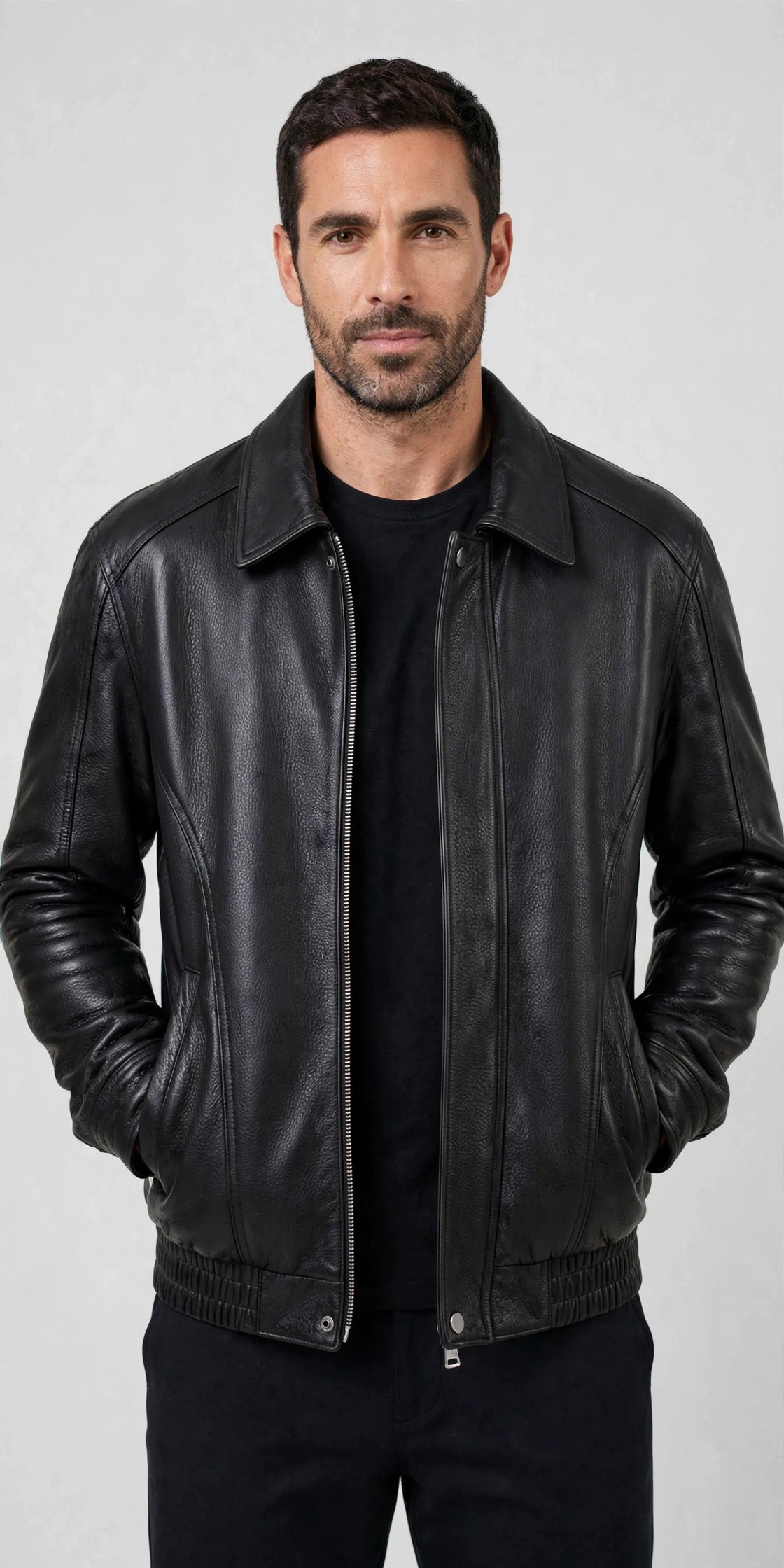 Men's American Style Bomber Genuine Leather Jacket – Broad Shoulder Fit | JenZleather