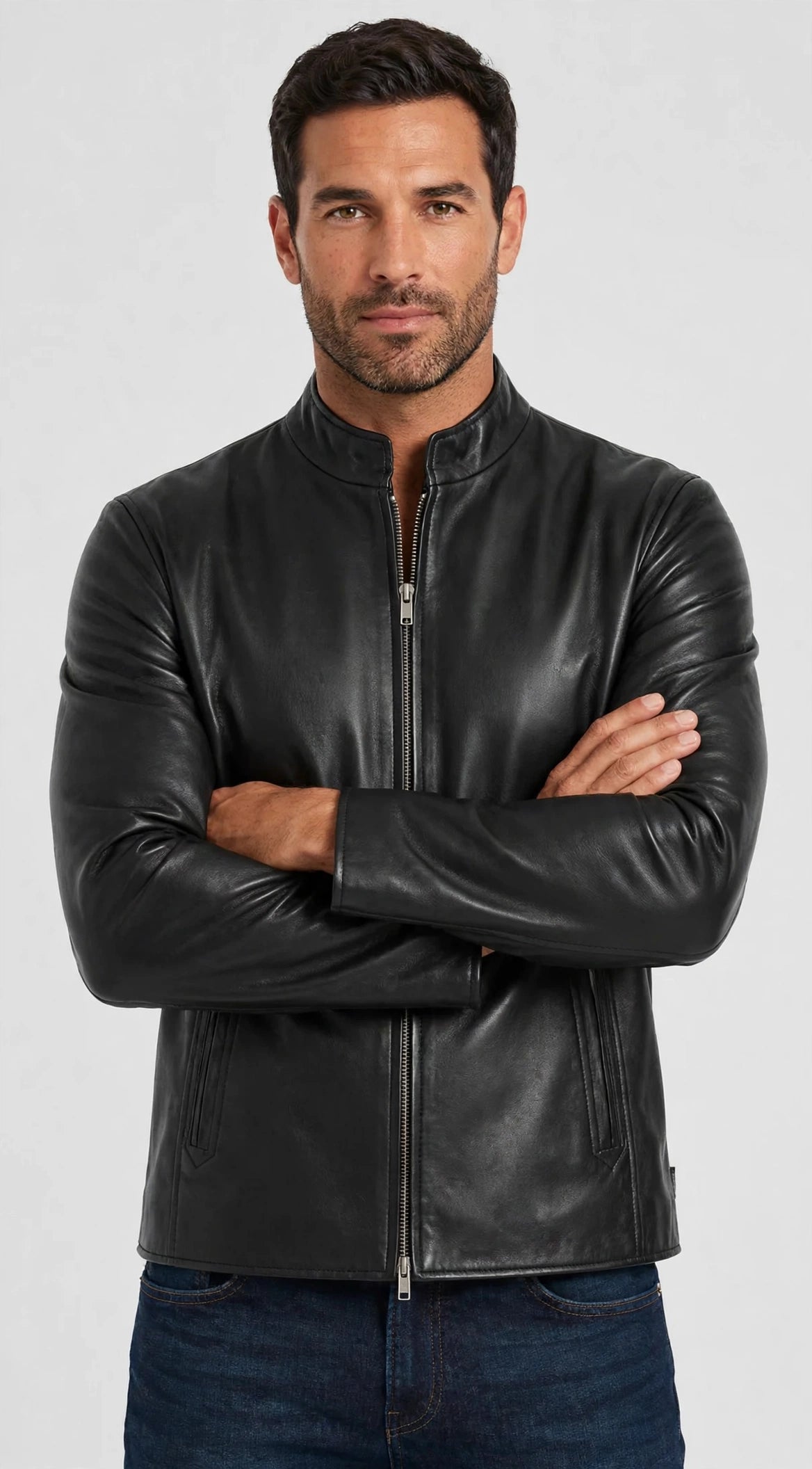Moto Leather Fashion Jacket – Handmade Top-Stitch Trim, Genuine Leather Coat | JenZleather
