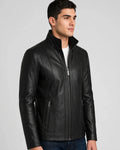 Genuine Lambskin Leather Stand-Up Collar Winners Coat | JenZleather