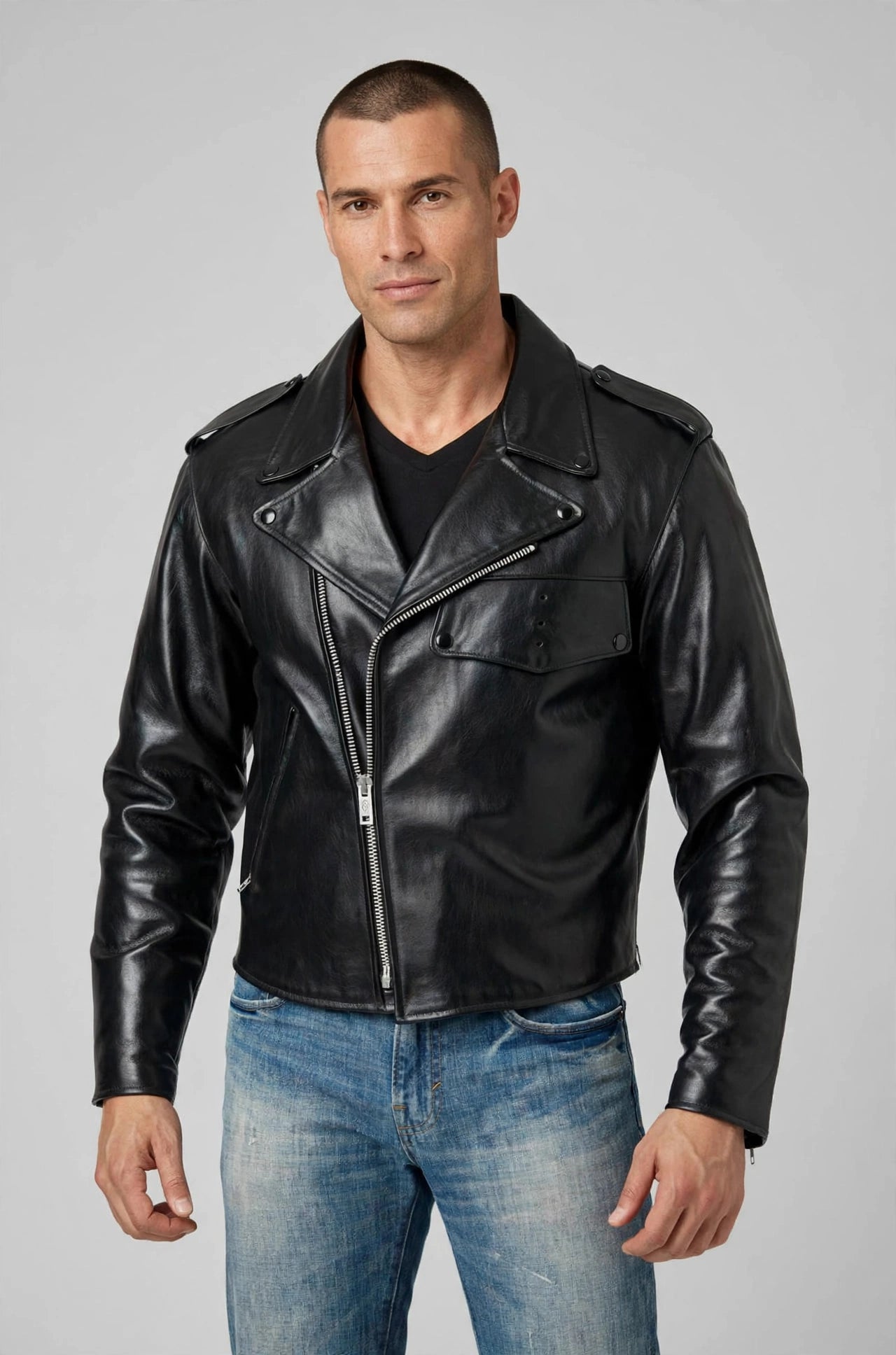 Police Motorcycle Patrol Uniform Leather Jacket – Naked Cow Leather | JenZleather
