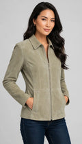 Genuine Suede Leather Fashion Jacket – 25" Satin Lined Coat | JenZleather