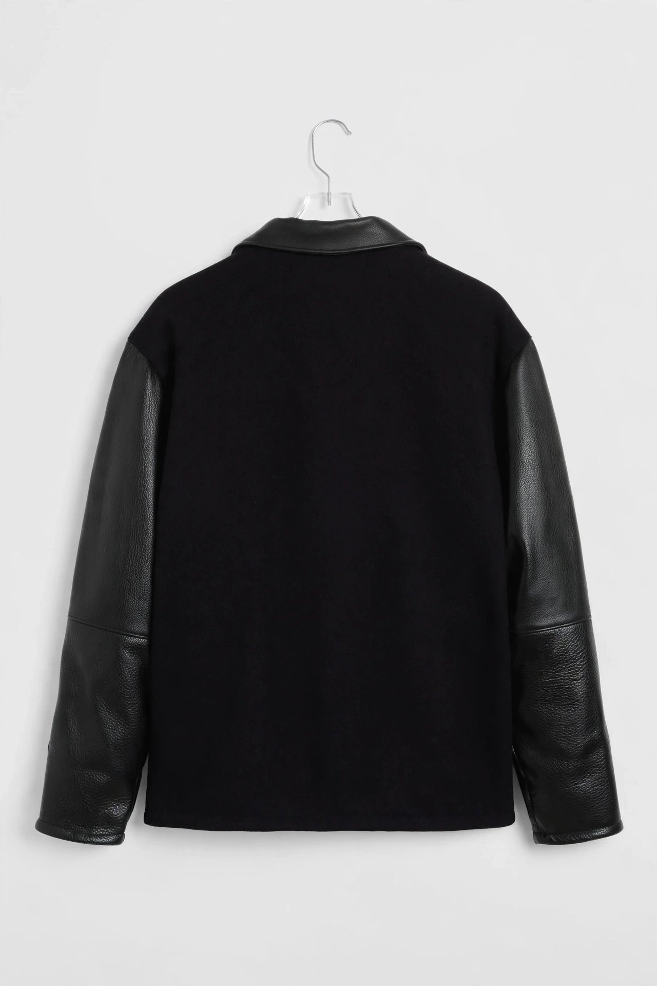 Men's Premium Straight Bottom Leather Wool Jacket Made in USA
