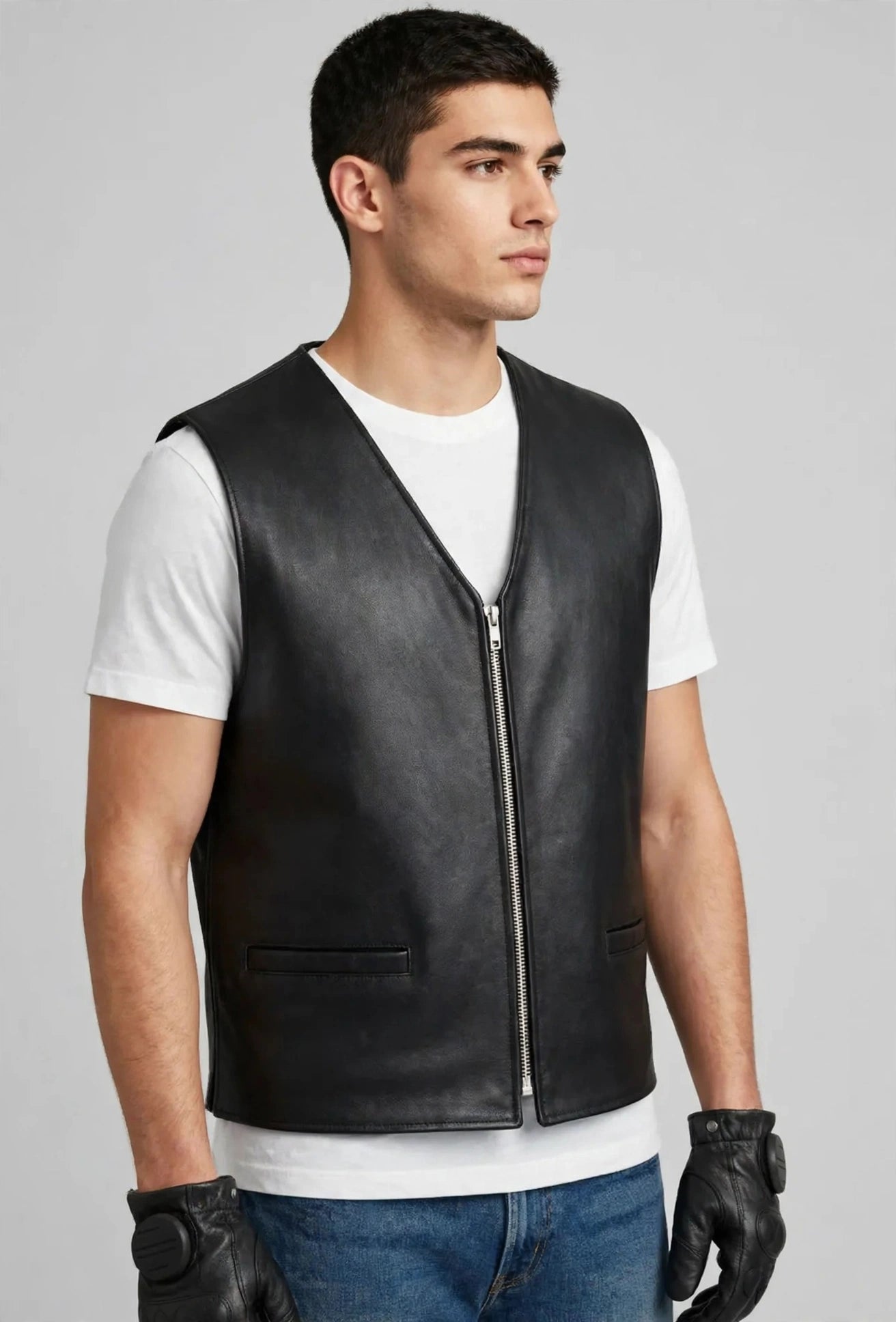 Naked Cow Leather Motorcycle Zipper Vest – Classic Biker Style | JenZleather