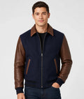 Big and Tall Men's Executive Leather Varsity Jacket Union Made in USA